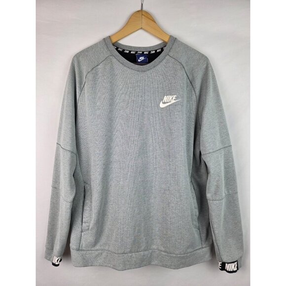 Nike Men's Sweatshirt Size Large Gray Nike Swoosh Pockets Long Sleeve Top - Picture 1 of 14